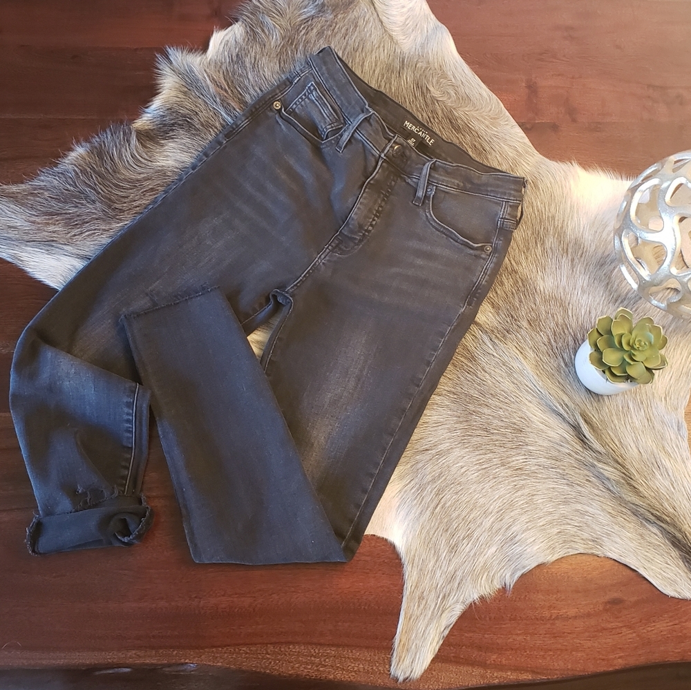 J. Crew Mercantile Black/Grey Skinny Jean Raw Hem